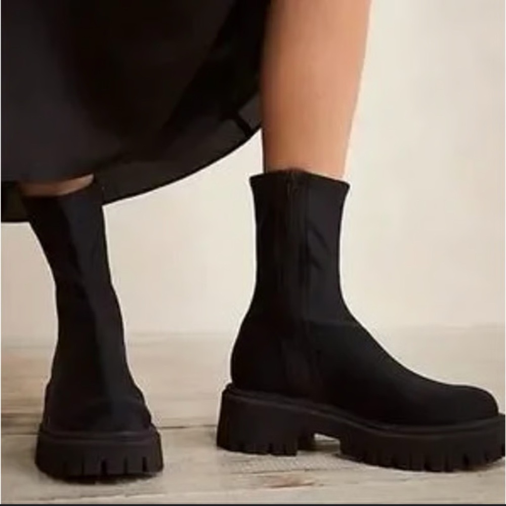 Zara Fabric Lug Sole Ankle Boots SIZE 10